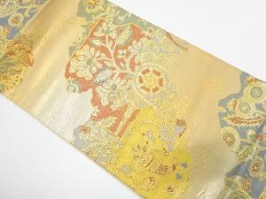 アンティーク　道長取りに花鳥更紗模様織り出し袋帯（材料）